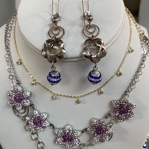 Gold plated Dangling CZ Chocker Necklace 12 to 16"